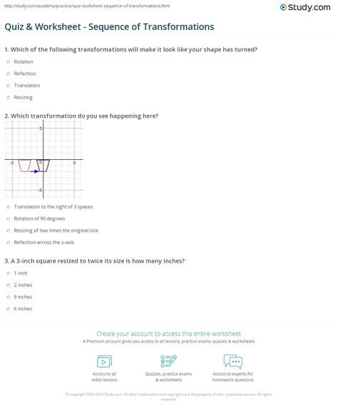 Sequence Of Transformations Worksheet