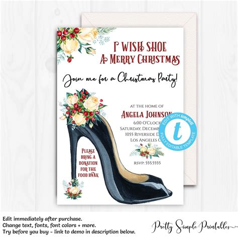 Girls Holiday Party Invitation Christmas Ladies Night Party Etsy
