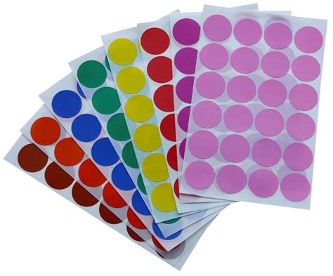 Color Label Stickers 1 Inch 25 Mm Colored Dots In Green Yellow Pink