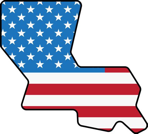 Outline Drawing Of Louisiana State Map On Usa Flag 22130324 Png