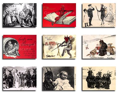 Krampus Tarjetas De Felicitación 9 Diseños Antigua Navidad Etsy