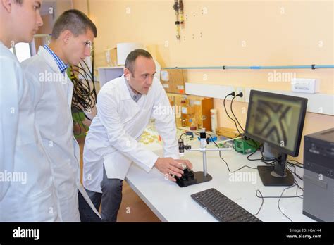 Engineer Showing An Information Stock Photo Alamy
