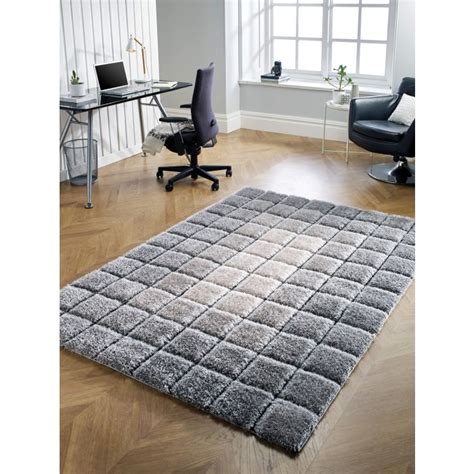 Cube Shaggy Rug Grey 120 X 170 Cm 4 X 57 Carpet And Furniture