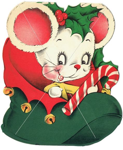 Christmas Clip Art Mouse Candy Cane Clip Art Vintage Mouse Etsy