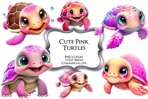Cute Pink Turtles Png Clipart Graphics By Party Pixelz Thehungryjpeg