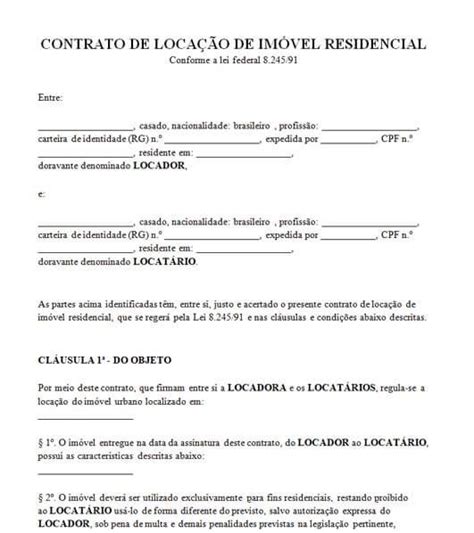 Contrato De Aluguel Simples Em Word E PDF Contrato De Aluguel
