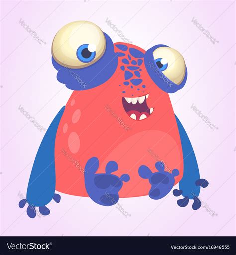Goofy Red Monster With Blue Hands Cartoon Vector Image