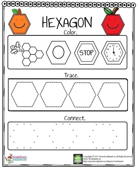 Hexagon Worksheet Shapes Worksheet Kindergarten Shapes Preschool