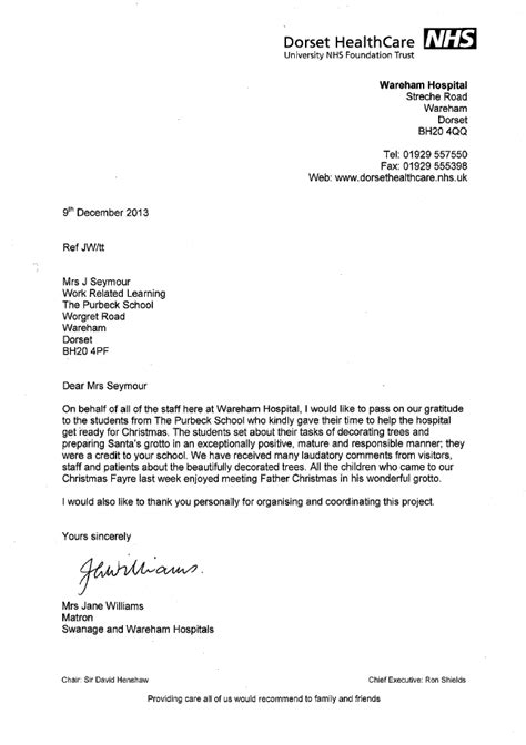 Dorset Healthcare Thank You Letter Ielts Writing Thank You Letter