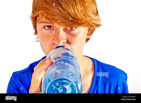 Thirsty Boy Is Drinking Water Stock Photo Alamy