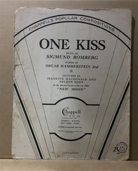 Music Sheet One Kiss Sigmund Romberg Oscar Hammerstein New Moon 1099 Picclick