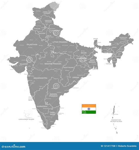Grey Vector Political Map Of India Stock Vector Illustration Of Border Districts