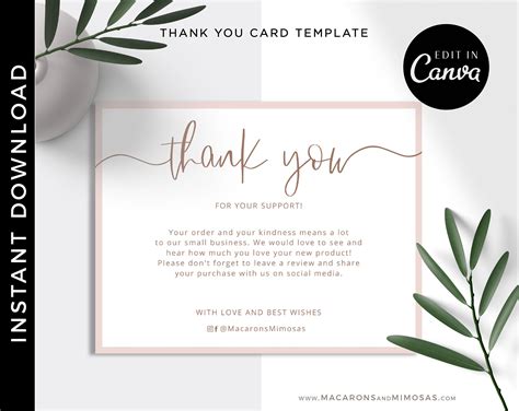 Thank You Cards Business Thank You Card Canva Template Editable