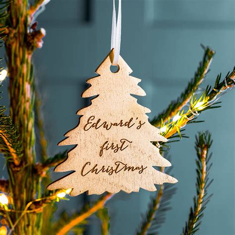 Personalised Gold First Christmas Tree Decoration By Clouds and