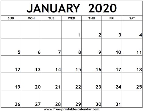 Blank Calendar 2020 To Fill In Example Calendar Printable