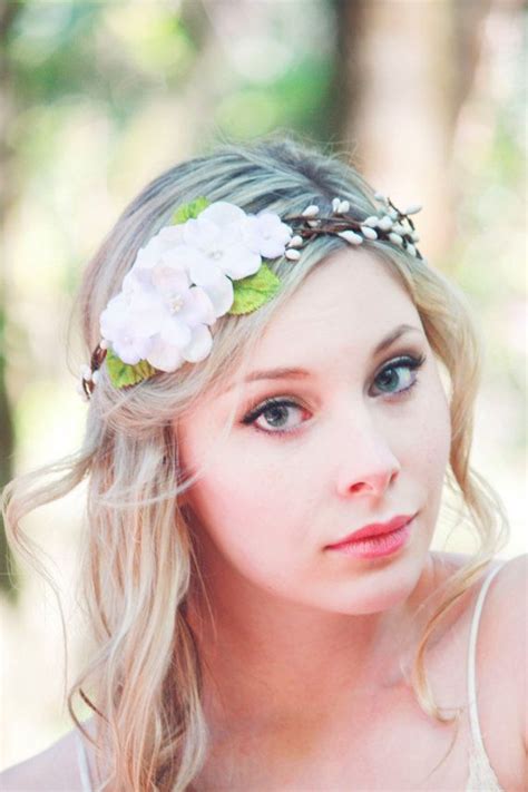 White Flower Hair Crown Bridal Flower Headpiece By Serenitycrystal 30