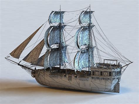 Sailing Warship 3d Model 3ds Max Files Free Download Modeling 37377