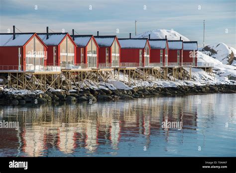 Red Cabins In Ballstad Lofoten Islands Norway Stock Photo Alamy