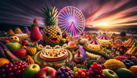A Carnival Of Fruits Each Showcasing Vibrant Colors And Festive Moods