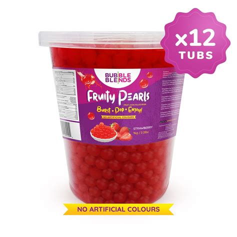 1kg X12 Tubs Strawberry Popping Boba Fruit Juice Filled Pearls Bubble