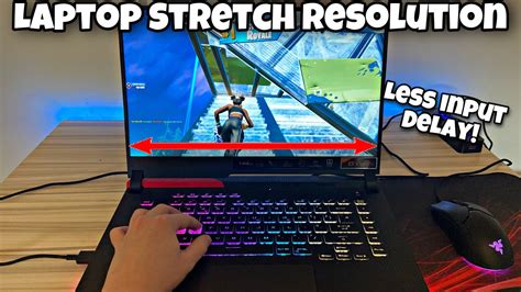 Playing Fortnite Laptop But With Stretch Resolution Fps Boost Youtube