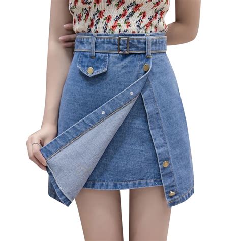Ladies High Quality Sale High Waisted Denim Shorts Women 2019 Summer Skorts Skirts Slim Blue