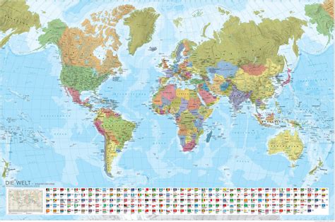 Foto Mapa Světa Státy Světa S Vlajkami 135 000 000 Marco Polo De
