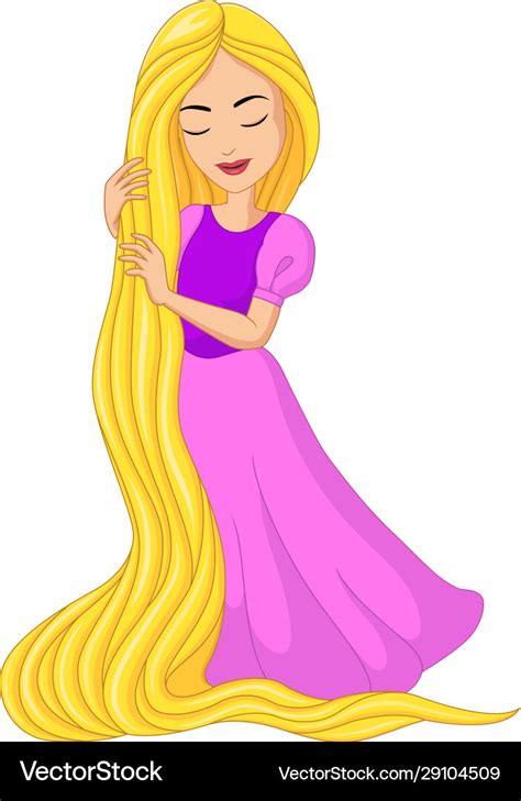 Cartoon Princess Rapunzel With Long Hair Vector Image