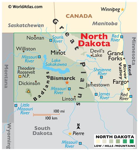 North Dakota Large Color Map