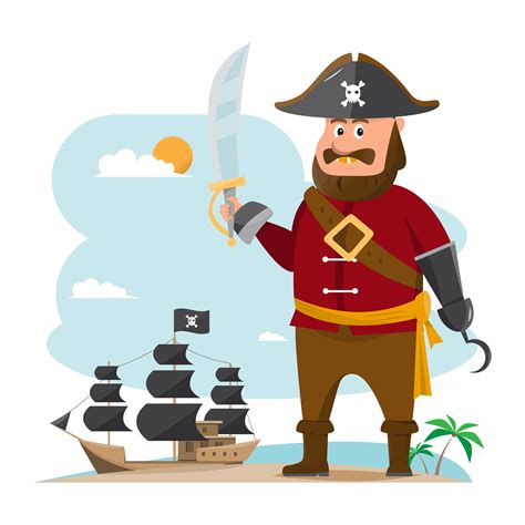 Illustration De Vecteur De Dessin Animé Aventure De Pirate Avec Vieux