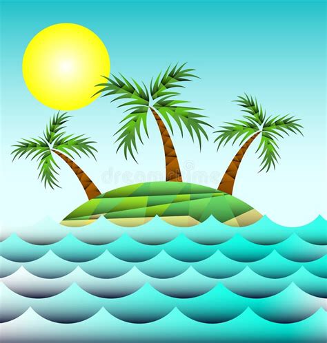 Island With Palm Trees Stock Vector Illustration Of Resort 58057133