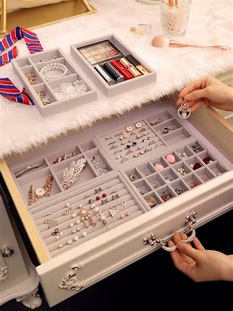 Luxury Jewellery Boxjewelry Organizer Drawers Dress Drawer Velvet