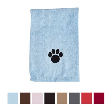 Bone Dry Embroidered Paw Print Microfiber Bath Towel Blue
