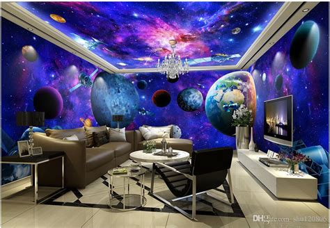 3d Wallpaper Cloth Custom Photo Cosmic Galaxy Earth Theme Space House