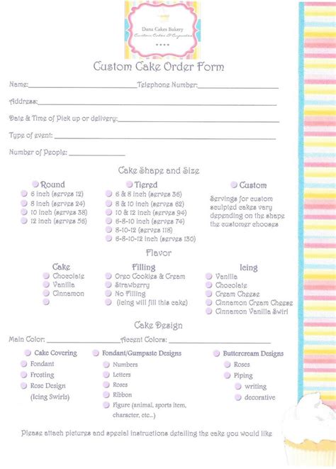 Check spelling or type a new query. 23 best CAKE ORDER FORMS images on Pinterest | Bakery ...