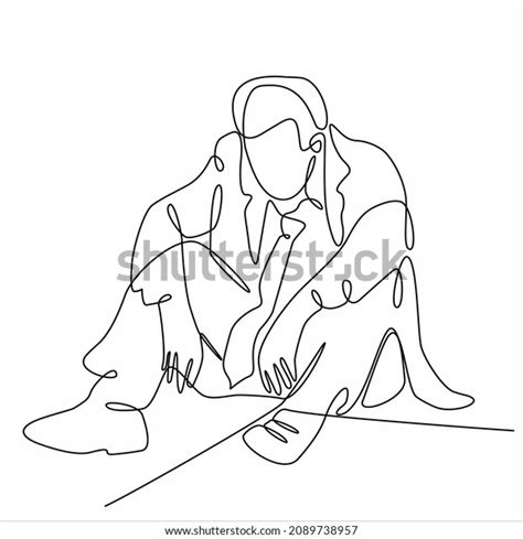 Continuous Line Drawings Young Men Feeling Stock Vector Royalty Free