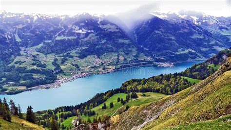 Lake Walensee In The Seeztal Valley And Between The Churfirsten And