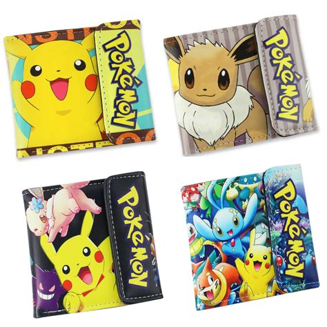 Japanese Anime Pocket Monster Wallet Colorful Printing Pikachu Eevee Pu