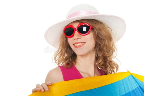 Blond Woman With Sunglasses At The Beach Stock Image Image Of Hair Summer 35130857