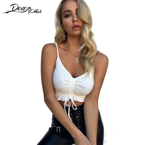 Women Summer Sexy Camisole Cropped Tops Ruffles Bandage Crop Top Camis