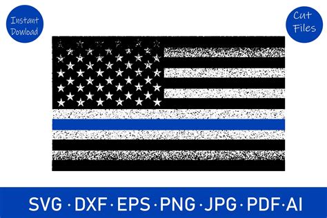 Thin Blue Line Distressed Usa Flag Svg Cut File Clipart 1132662