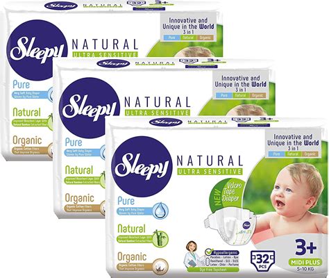 Sleepy Natural Diapers Size 3 Plus Organic Diapers Highly Absorbent