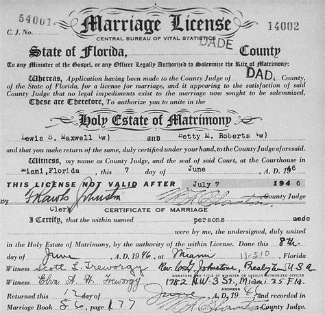 Dade County Florida Marriage License