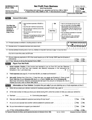 Although there is a standard form template, its variations can be changed according to the groups of taxpayers it was designed for. 2014 Form IRS 1040 - Schedule C-EZ Fill Online, Printable ...