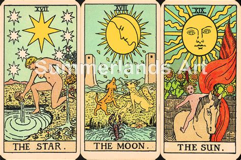 The Rider Waite Tarot Star Sun Moon 70x50cm Fine Art Print Etsy