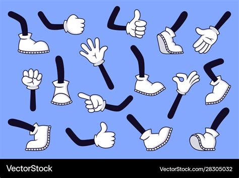 Cartoon Legs And Hands Comic Character Gloved Arm Vector Image