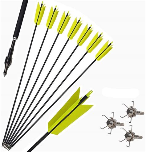 12pcs Archery Carbon Arrows 30 Inch Target Flu Flu Arrows Spine 400