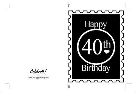 Happy 40th Birthday Cards Free Printable Free Printable Templates