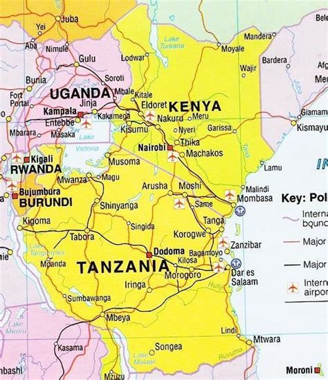 Map Of East Africa Uganda Is Bordered By Kenya From The East Tanzania