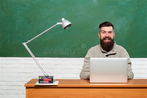 Tutor Preparing For Exam In College Young Teacher Near Chalkboard In